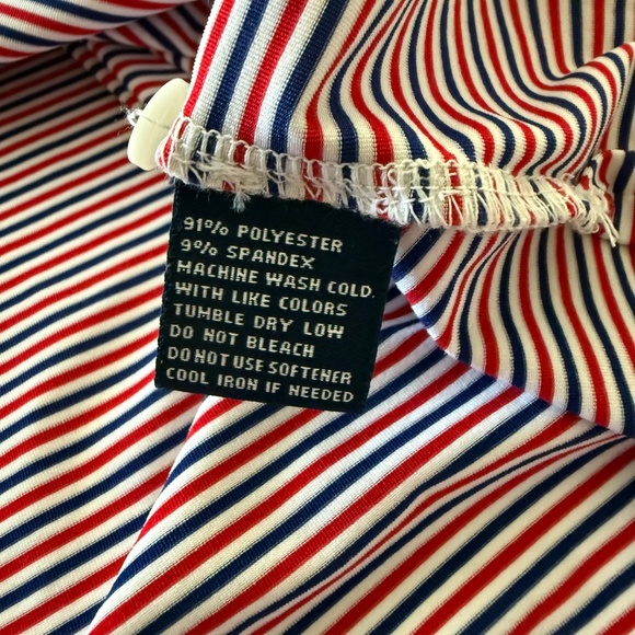 Donald Ross Patriotic Striped Performance Golf Polo Mens Medium Stretch - Picture 7 of 7
